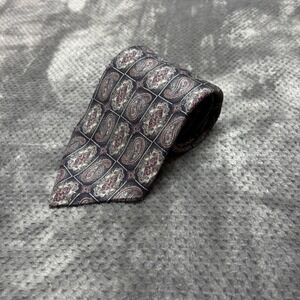 Henry‎ Grethel Mens Silk Tie Navy Blue Burgundy Paisley Geometric Made in USA